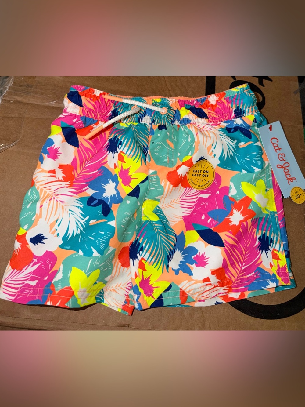 Target Kids Swim Trunks - Neon Floral Pink Blue Green Yellow